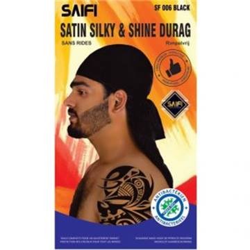 Durag satin soyeux et brillant noir