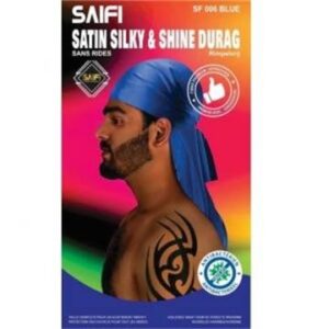 Durag satin soyeux et brillant bleu