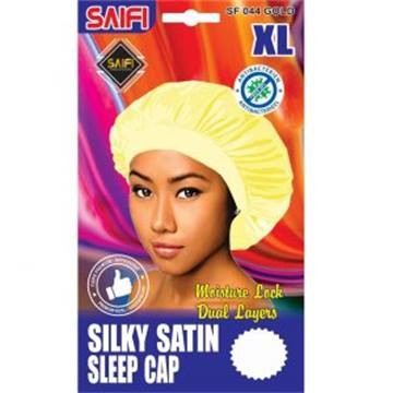 Bonnet de nuit en satin soyeux doré XL
