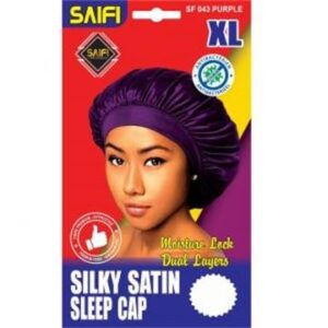 Bonnet de nuit en satin soyeux violet XL