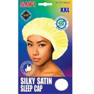 Bonnet de nuit en satin soyeux doré XXL