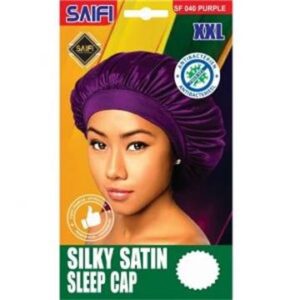 Bonnet de nuit en satin soyeux violet XXL