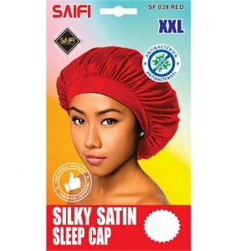 Bonnet de nuit en satin soyeux rouge XXL