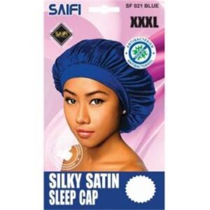 Bonnet de nuit en satin soyeux bleu XXXL