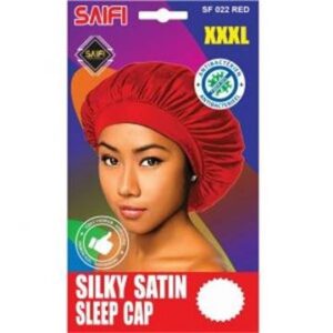 Bonnet de nuit en satin soyeux rouge XXXL