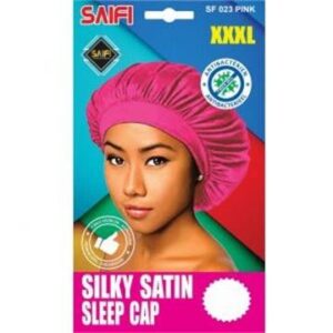 Bonnet de nuit en satin soyeux rose XXXL