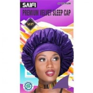 Bonnet de nuit premium en velours 180 prune XXXL