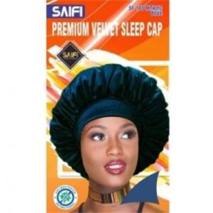 Bonnet de nuit premium en velours 180 bleu métallisé XXXL