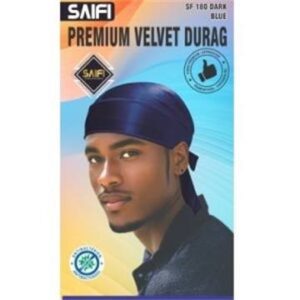 Durag premium en velours 182 bleu foncé