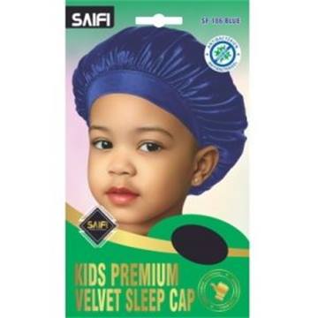 Enfants bonnet de nuit premium en velours 186 bleu