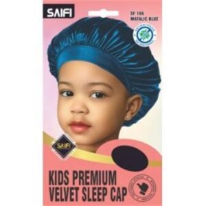 Enfants bonnet de nuit premium en velours 186 bleu métallisé