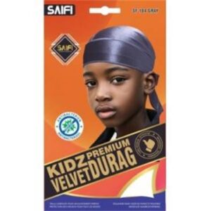 Kidz durag premium en velours 184 gris