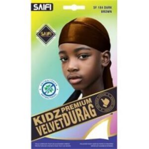 Kidz durag premium en velours 184 brun foncé