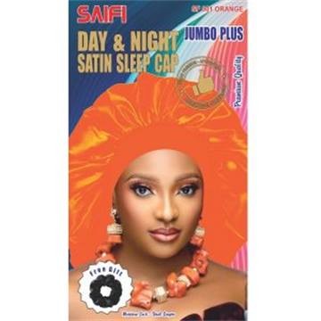 Bonnet de nuit en satin jour & nuit jumbo plus orange