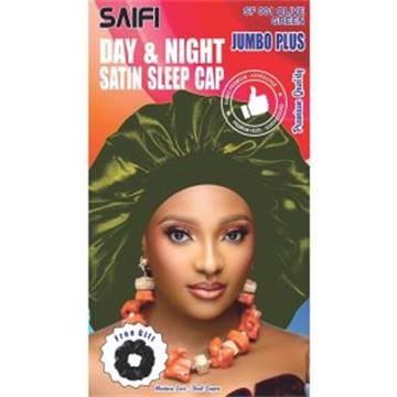 Bonnet de nuit en satin jour & nuit jumbo plus vert olive