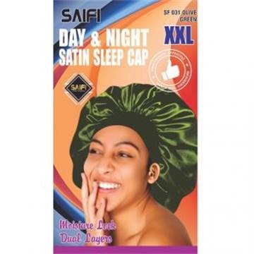 Bonnet de nuit en satin jour & nuit XXL vert olive