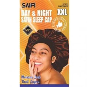 Bonnet de nuit en satin jour & nuit XXL chocolat