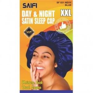 Bonnet de nuit en satin jour & nuit XXL bleu marine