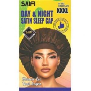 Bonnet de nuit en satin jour & nuit XXXL chocolat