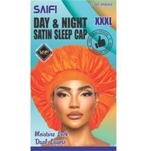 Bonnet de nuit en satin jour & nuit XXXL orange