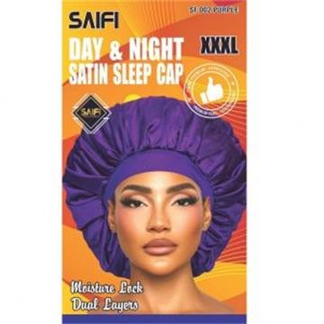 Bonnet de nuit en satin jour & nuit XXXL violet