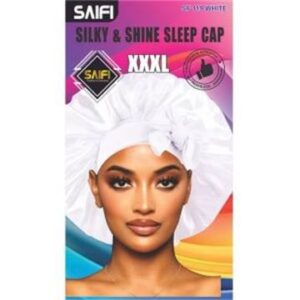Bonnet de nuit en satin jour & nuit XXXL blanc fleuri