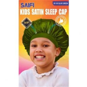 Enfants bonnet de nuit en satin SF019 vert olive