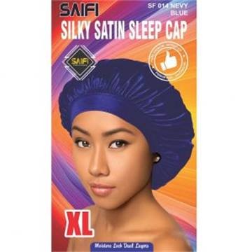 Bonnet de nuit en satin soyeux SF014 bleu marine