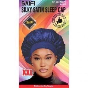 Bonnet de nuit en satin soyeux SF003 bleu marine