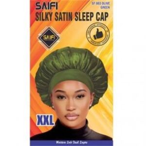 Bonnet de nuit en satin soyeux SF003 vert olive