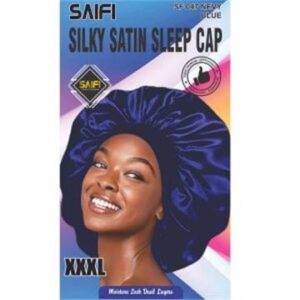Bonnet de nuit en satin soyeux SF047 bleu marine