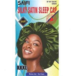 Bonnet de nuit en satin soyeux SF047 vert olive