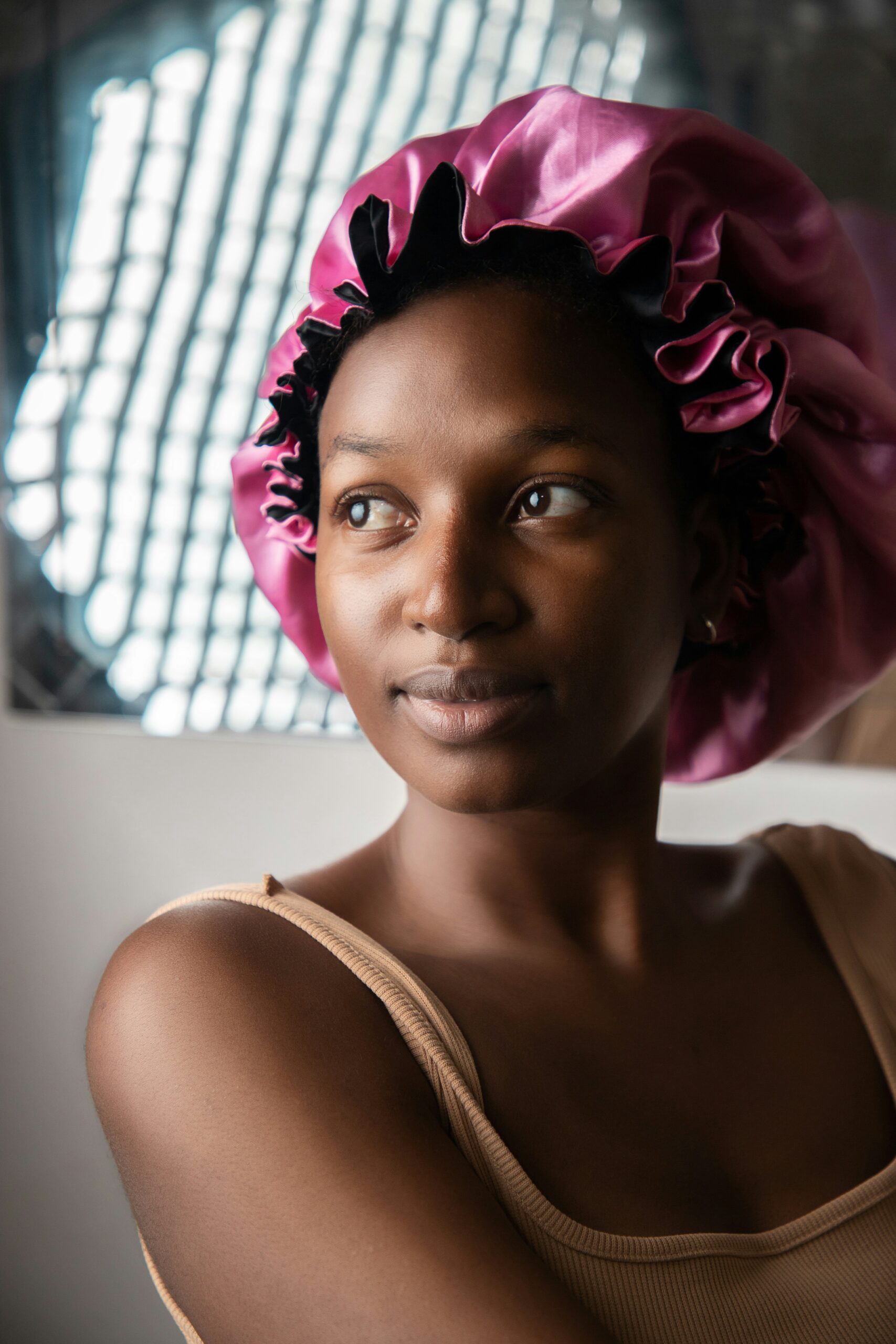 Bonnet satin cheveux afro